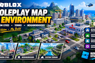 build a professional roblox roleplay map, city environment