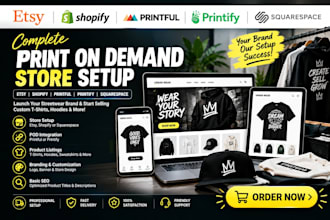 setup etsy shopify printful printify streetwear tshirt squarespace pod store