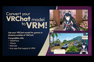 convert vrchat avatar to vrm for warudo, vnyan, vseeface for vtuber livestream