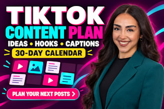 create a tiktok plan with video ideas, hooks and captions