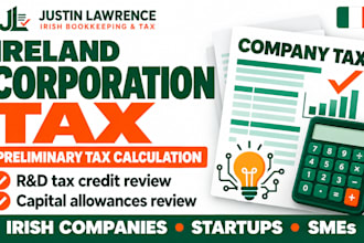 calculate ireland company preliminary corporation tax, claim r and d tax credits