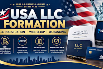 create USA bank with llc details, setup mercury, wise, USA physical address