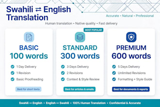 translate english to swahili and swahili to english  native