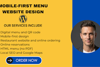 design a mobile first restaurant menu website with online ordering