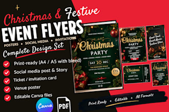 design christmas party flyers and festive event posters