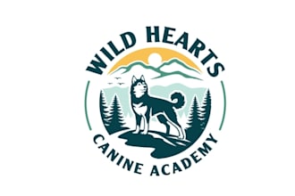 make wild hearts canine dog academy logo for you