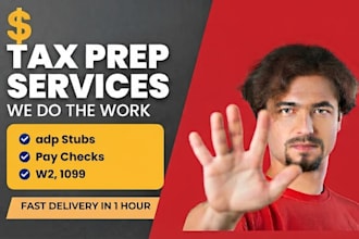 prepare stubs, w2, 1040, 1090 tax forms for you and your employes