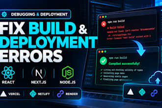 fix react nextjs and nodejs bugs errors and deployment issues fast