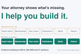 build the missing evidence for your eb1a eb1 eb2niw or o1 visa petition