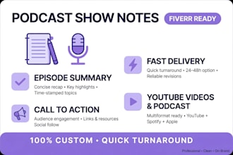 write engaging podcast show notes and youtube descriptions