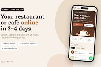 create a restaurant or cafe website with domain and qr menu