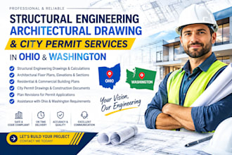 structural engineering, architectural drawing, city permit in ohio, washington