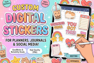 design cute digital sticker packs for kids and planner