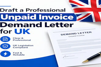 draft a professional unpaid invoice demand letter for UK