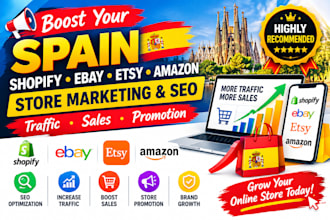 boost spain shopify ebay etsy amazon store marketing seo traffic sales promotion