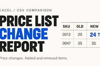 compare two price lists and report product and price changes