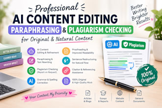 edit ai content, paraphrase text, and check plagiarism