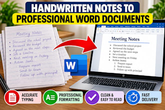 type handwritten notes and format word documents professionally