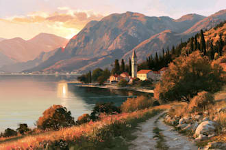 draw professional vector landscape illustration