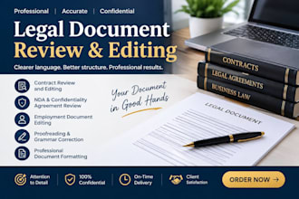 review, edit, proofread, and professionally format legal contracts