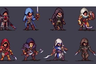 create pixel art characters sprite sheets and pixel art animation