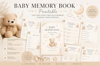 design a personalized baby memory book and milestone printables