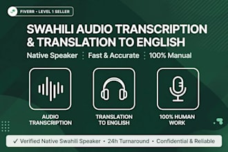 transcribe swahili audio and translate to english professionally
