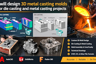 design 3d metal casting molds for die casting and metal casting project