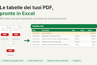 convert PDF tables and bank statements to excel