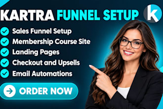 setup kartra sales funnel, membership online course, landing page and website