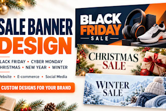 do custom black friday, cyber monday and new year sale banners