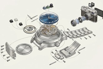 create product illustrations, product line art, vector illustrations and drawing