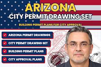 do arizona city permit drawing set, building permit plan for city approval plan