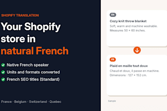 translate your shopify store into natural french as a native speaker