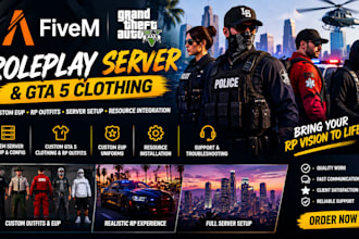 create fivem roleplay server, gta 5 clothing, custom eup and realistic rp outfit