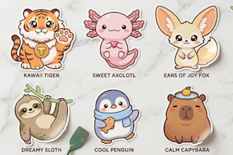 design a cute kawaii animal mascot for your brand or logo