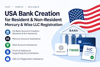 usa bank creation for resident and non resident, mercury wise llc registration