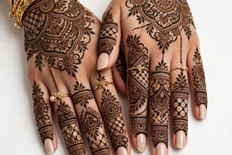 design luxury bridal mehndi henna pattern for tattoo in 4k