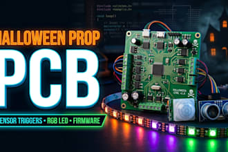 design halloween prop pcb, animated rgb lighting, sensor triggers and firmware