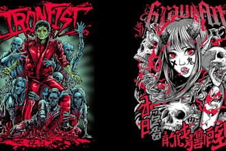 design custom dark art, horror, or weird streetwear t shirt design