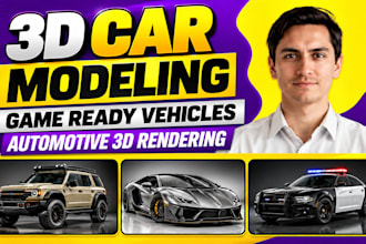 create realistic 3d car models, game ready vehicles and automotive 3d rendering