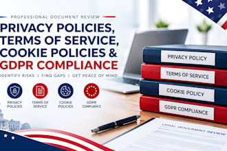review privacy policies, terms of service, cookie policies and gdpr compliance