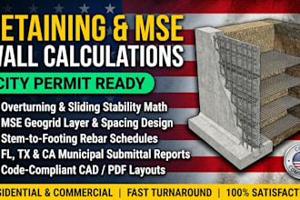 do retaining wall design, mse wall design calculations florida, texas and ca