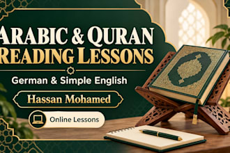 teach arabic and quran reading in german and simple english