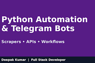 create python automation, web scrapers and telegram bots