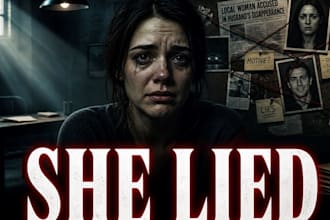 design a true crime youtube thumbnail that hooks viewers