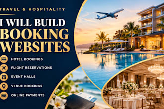 create direct hotel booking, flight booking, hall website, event booking website