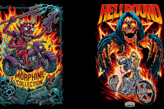 design custom weird monster biker, racing, or hot rod t shirt design