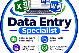 do professional data entry, typing work, and excel spreadsheet formatting