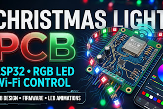 design esp32 christmas light controller, led pcb, rgb leds, wifi and firmware